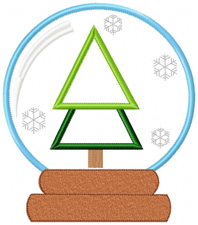 Christmas Tree Snow Globe - Applique