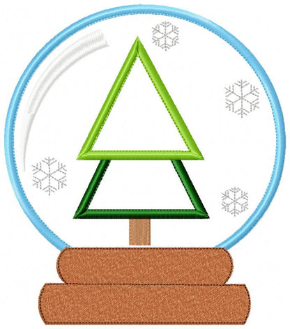 Christmas Tree Snow Globe - Applique