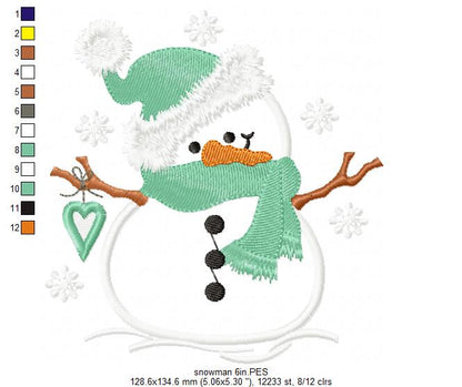 Snowman Christmas - Applique