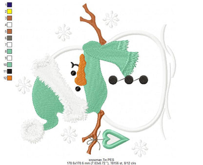 Snowman Christmas - Applique