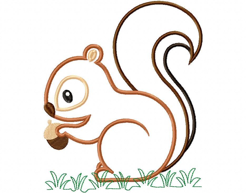 Playful Woodland Squirrel – Appliqué – Machine Embroidery Design
