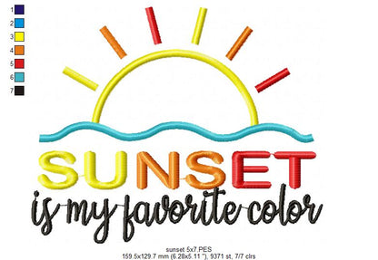 Sunset is my Favorite Color - Applique