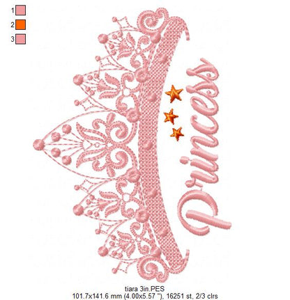 Princess Tiara - Fill Stitch - Machine Embroidery Design