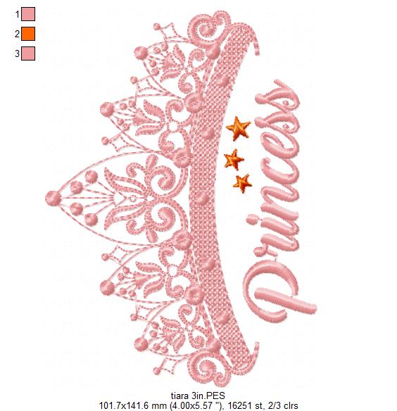 Princess Tiara - Fill Stitch - Machine Embroidery Design