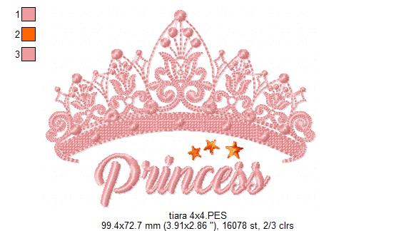 Princess Tiara - Fill Stitch - Machine Embroidery Design
