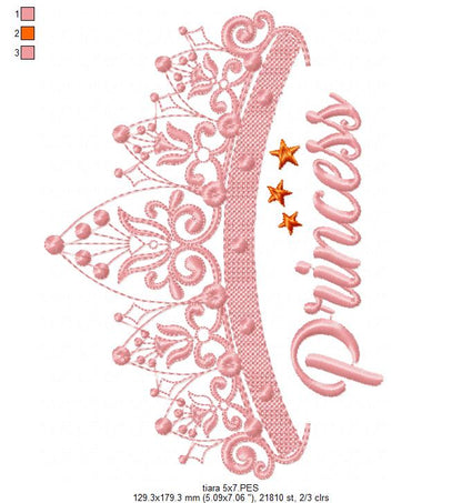 Princess Tiara - Fill Stitch - Machine Embroidery Design