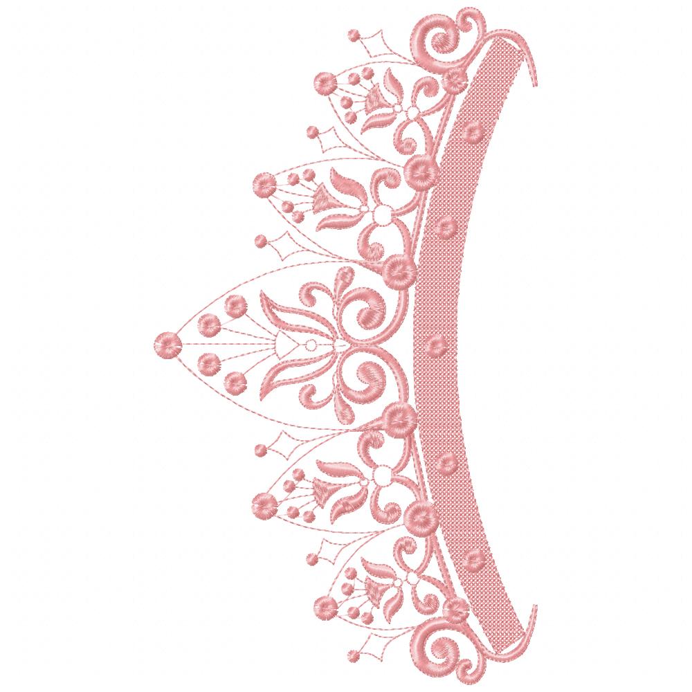 Delicate Princess Tiara - Fill Stitch Embroidery