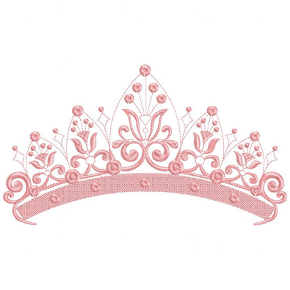 Delicate Princess Tiara - Fill Stitch Embroidery
