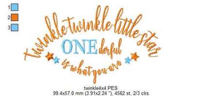 Twinkle Twinkle Little Star One derfull is what you are - Fill Stitch