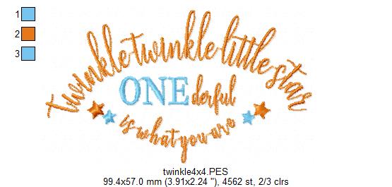 Twinkle Twinkle Little Star One derfull is what you are - Fill Stitch