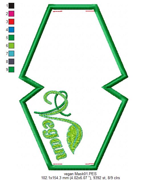 Vegan Face Mask - ITH Project - Machine Embroidery Design