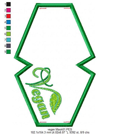 Vegan Face Mask - ITH Project - Machine Embroidery Design