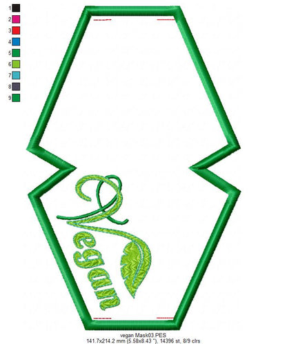Vegan Face Mask - ITH Project - Machine Embroidery Design