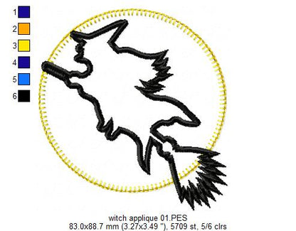 Halloween Witch Flying - Applique