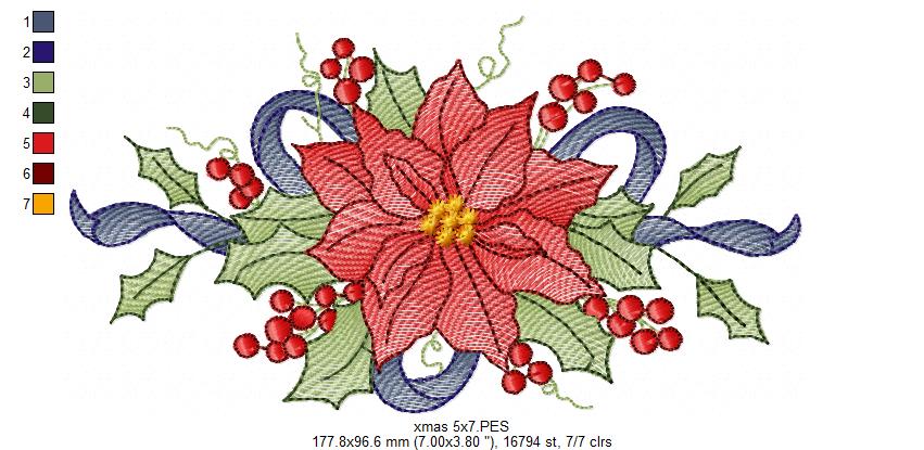 Christmas Poinsettia Flower - Rippled Stitch