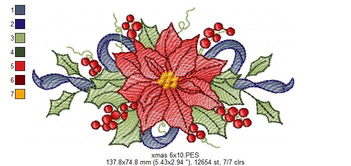 Christmas Poinsettia Flower - Rippled Stitch