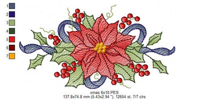 Christmas Poinsettia Flower - Rippled Stitch