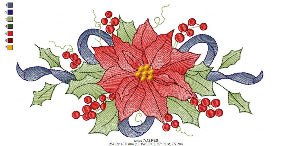 Christmas Poinsettia Flower - Rippled Stitch