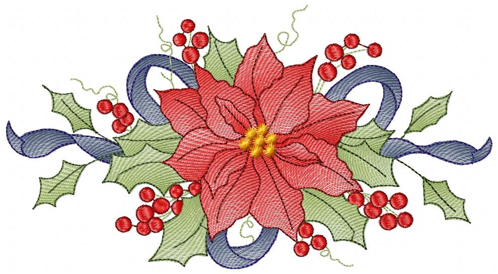 Christmas Poinsettia Flower - Rippled Stitch