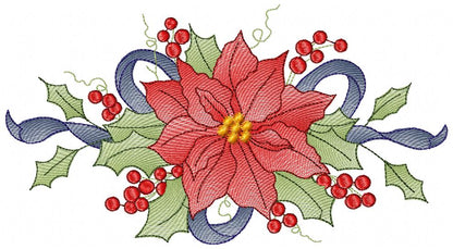 Christmas Poinsettia Flower - Rippled Stitch