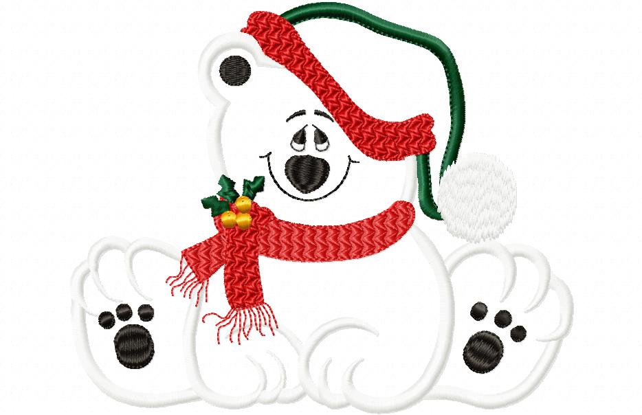 Christmas Polar Bear - Applique