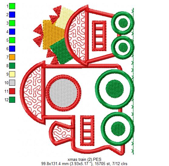 Christmas Train - Applique - 6 sizes