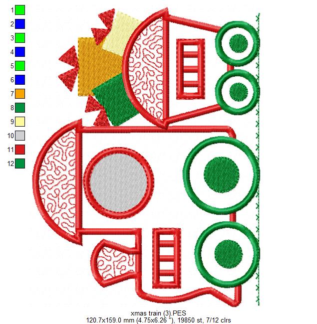 Christmas Train - Applique - 6 sizes