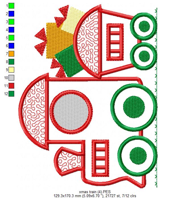 Christmas Train - Applique - 6 sizes