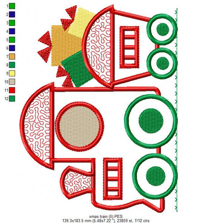 Christmas Train - Applique - 6 sizes