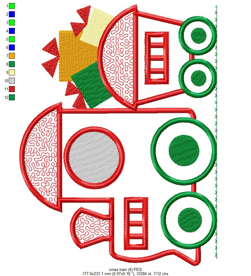Christmas Train - Applique - 6 sizes